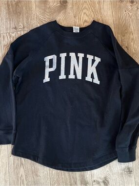 Victoria's Secret PINK oversized Crewneck Sweatshirt Black Medium